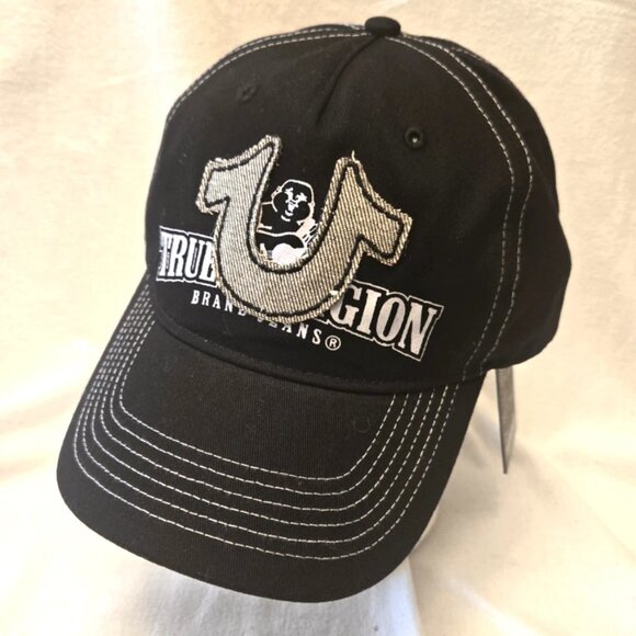 TRUE RELIGION - Embroidered Logo Black Trucker/Baseball Cap. - Adjustable. NWT - Picture 1 of 7